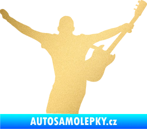 Samolepka Music 024 pravá kytarista rocker zlatá metalíza
