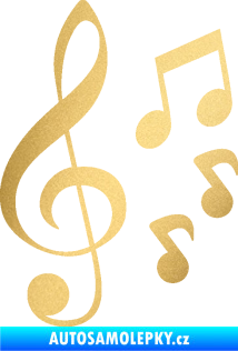 Samolepka Music noty a houslový klíč 002 zlatá metalíza