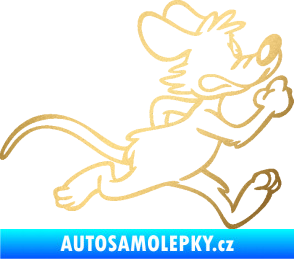 Samolepka Myš 001 pravá sprintuje zlatá metalíza