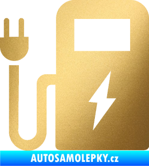 Samolepka Nabíjecí stanice 001 levá elektromobil charge zlatá metalíza