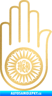 Samolepka Náboženský symbol Džinismus Ahimsa zlatá metalíza