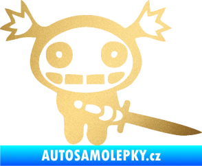 Samolepka Ninja zombie girl pravá zlatá metalíza