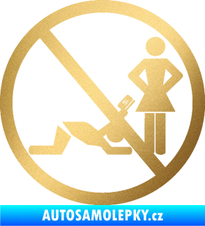 Samolepka No free money zlatá metalíza