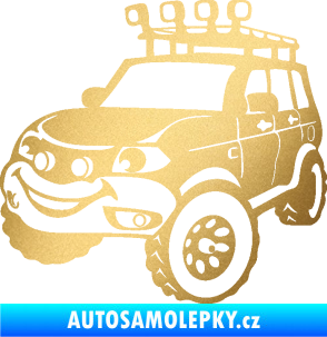 Samolepka Off Road 005 levá veselé autíčko zlatá metalíza