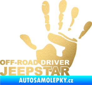 Samolepka Off road driver - Jeep star nápis s rukou zlatá metalíza