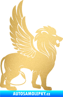Samolepka Okřídlený lev 001 pravá mytické zvíře zlatá metalíza