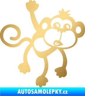 Samolepka Opice 005 pravá visí za ruku zlatá metalíza