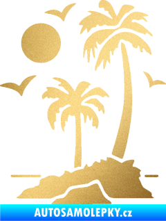 Samolepka Ostrov 002 levá palmy a moře zlatá metalíza