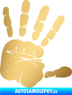 Samolepka Otisk ruky pravá zlatá metalíza