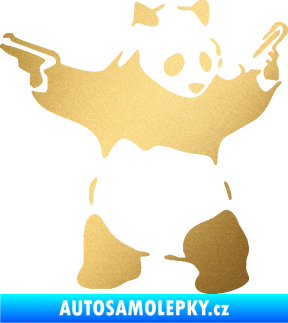 Samolepka Panda 007 pravá gangster zlatá metalíza