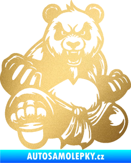 Samolepka Panda 012 levá Kung Fu bojovník zlatá metalíza