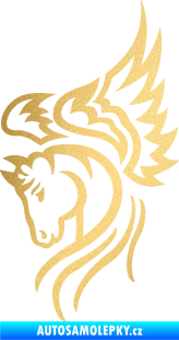 Samolepka Pegas 003 levá okřídlený kůň hlava zlatá metalíza