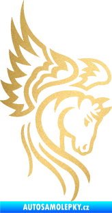 Samolepka Pegas 003 pravá okřídlený kůň hlava zlatá metalíza