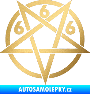 Samolepka Pentagram 666 zlatá metalíza