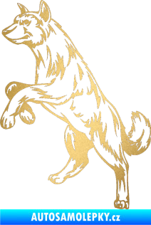 Samolepka Pes 025 levá zlatá metalíza