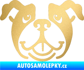 Samolepka Pes 069 Buldoček zlatá metalíza