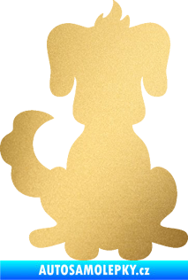 Samolepka Pes 113 levá kreslená silueta zlatá metalíza
