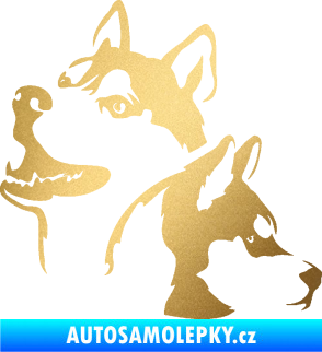 Samolepka Pes 117 levá husky zlatá metalíza