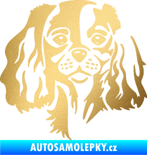 Samolepka Pes 132 levá Cavalier king Charles spaniel zlatá metalíza