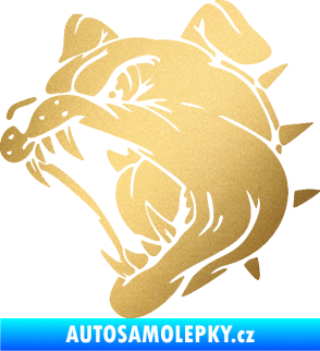Samolepka Pes 136 levá rozzuřený buldok zlatá metalíza