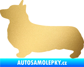 Samolepka Pes 164 levá Welsh Corgi Pembroke zlatá metalíza