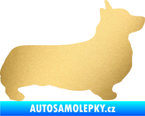 Samolepka Pes 164 pravá Welsh Corgi Pembroke zlatá metalíza
