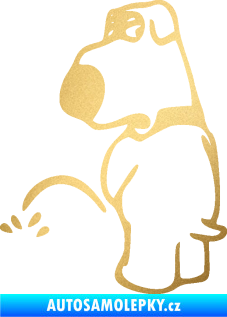 Samolepka Pes čůrá 002 levá zlatá metalíza