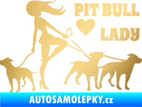 Samolepka Pit Bull lady pravá zlatá metalíza