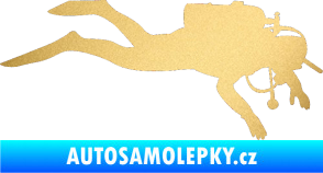 Samolepka Potápěč 003 pravá zlatá metalíza