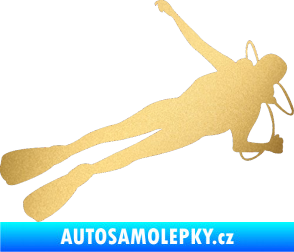 Samolepka Potápěč 004 pravá zlatá metalíza