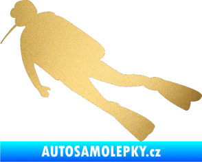Samolepka Potápěč 006 levá zlatá metalíza