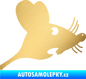 Samolepka Překvapená myš pravá zlatá metalíza