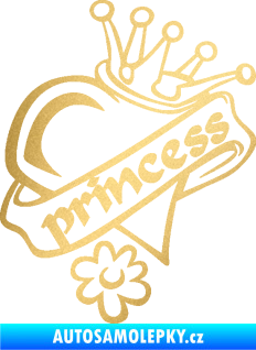 Samolepka Princess nápis v srdíčku zlatá metalíza