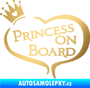 Samolepka Princess on board nápis s korunkou zlatá metalíza
