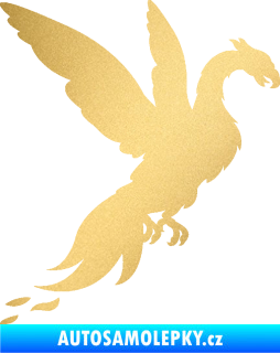 Samolepka Pták Fénix 001 pravá zlatá metalíza