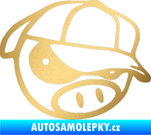 Samolepka Rally pig 003 pravá zlatá metalíza