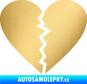 Samolepka Rozbité srdce 001  zlatá metalíza