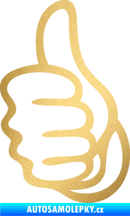 Samolepka Ruka 001 levá palec nahoru zlatá metalíza
