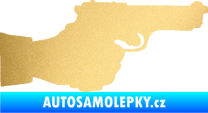Samolepka Ruka s pistolí 001 pravá ruce vzhůru zlatá metalíza