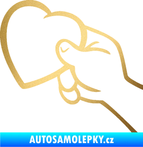 Samolepka Ruka se srdíčkem levá zlatá metalíza