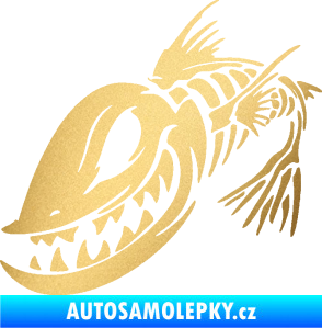 Samolepka Ryba kostra 001 levá zlatá metalíza