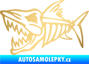 Samolepka Ryba kostra 002 levá zlatá metalíza