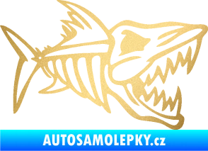 Samolepka Ryba kostra 002 pravá zlatá metalíza