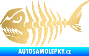 Samolepka Ryba kostra 004 levá zlatá metalíza