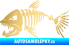 Samolepka Ryba kostra 005 levá zlatá metalíza