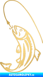 Samolepka Ryba s návnadou 003 levá zlatá metalíza