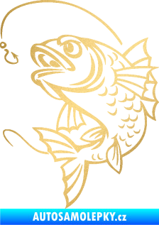 Samolepka Ryba s návnadou 005 levá zlatá metalíza