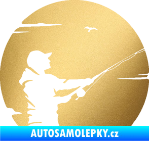 Samolepka Rybář 022 pravá zlatá metalíza