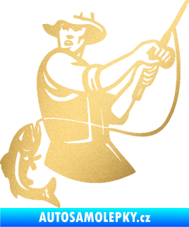 Samolepka Rybář 024 levá úlovek zlatá metalíza