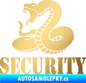 Samolepka Security hlídáno - levá had zlatá metalíza